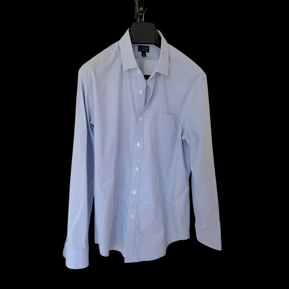 J. Crew Thompson Flex Wrinkle Free Dress Shirt XL 17-17.5 Blue Button Down